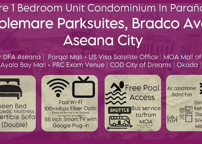 Apartamento 1br Solemare Aseana Moa Okada Ayala Bay Mall Cod Paranaque W/wifi Manila